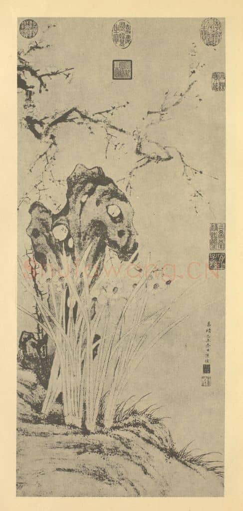 明 孙枝《水仙》国画作品