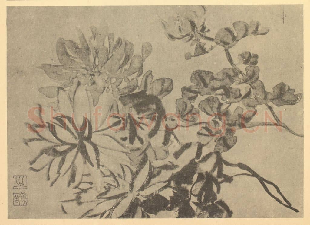 清 赵之谦《菊》国画作品