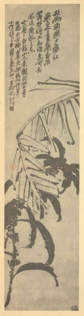 清 吴昌硕《芭蕉·雁来红》国画作品