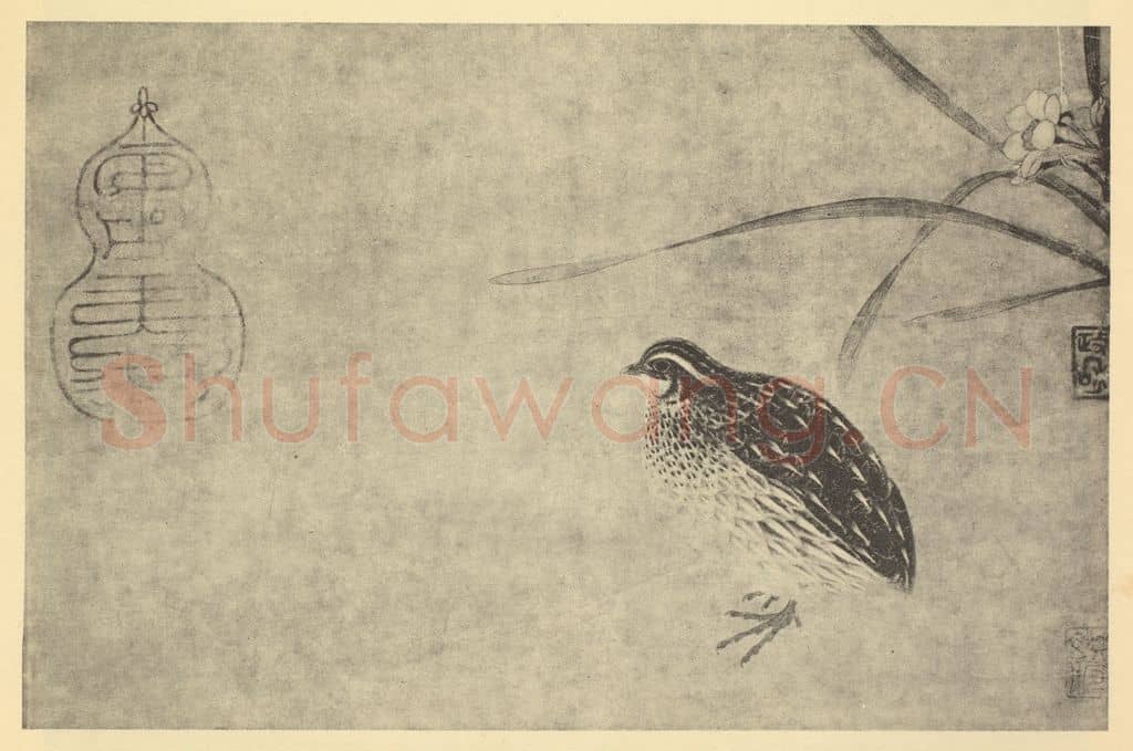 宋·辽 宋徽宗赵佶《鹌鹑图》国画作品