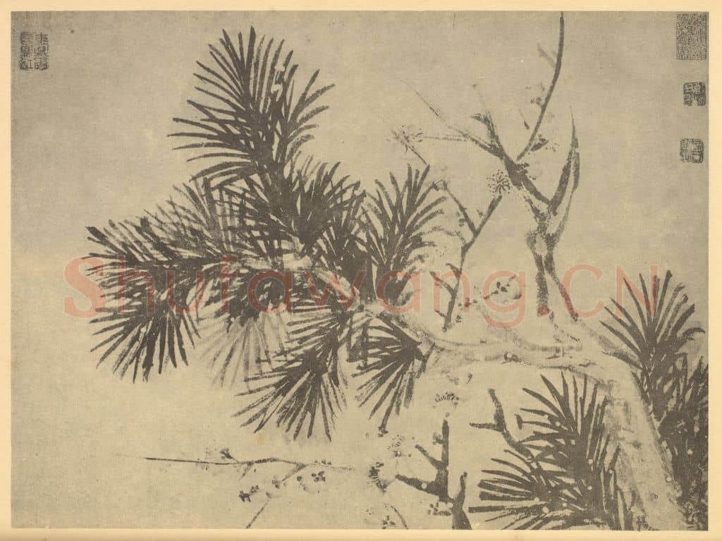 明 陈淳《松梅》国画作品