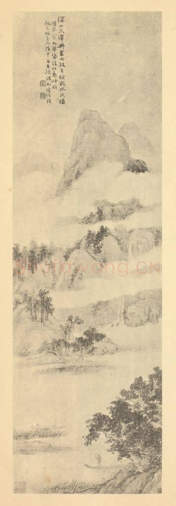 清 陆恢《山水轴(四)》国画作品