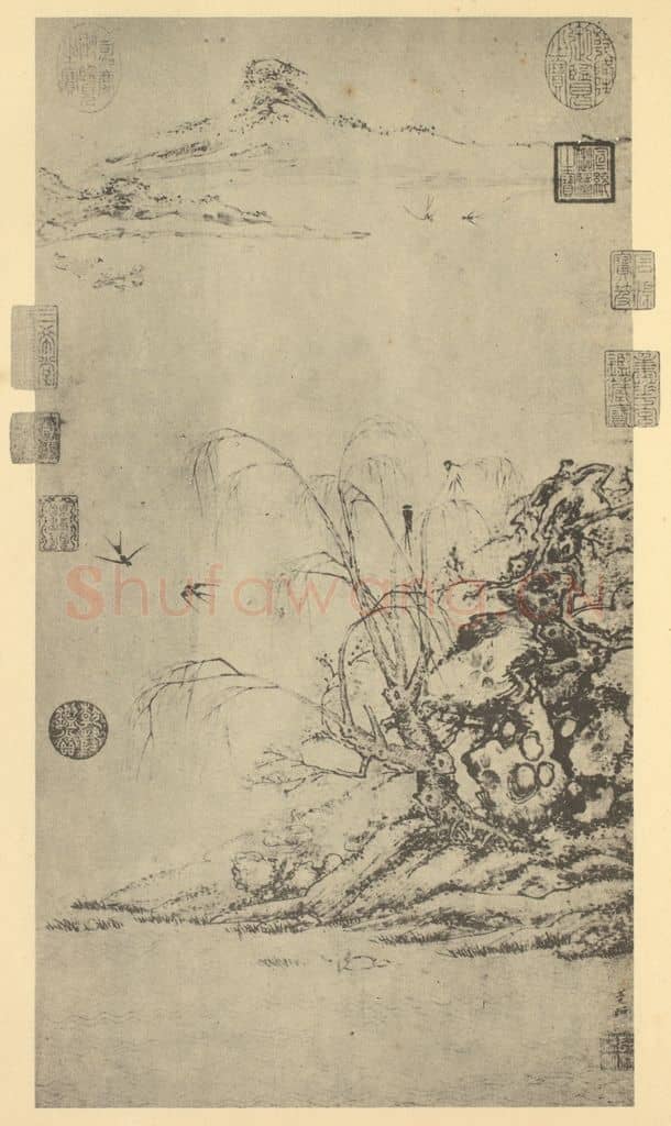 元 盛懋《山水轴(五)》国画作品