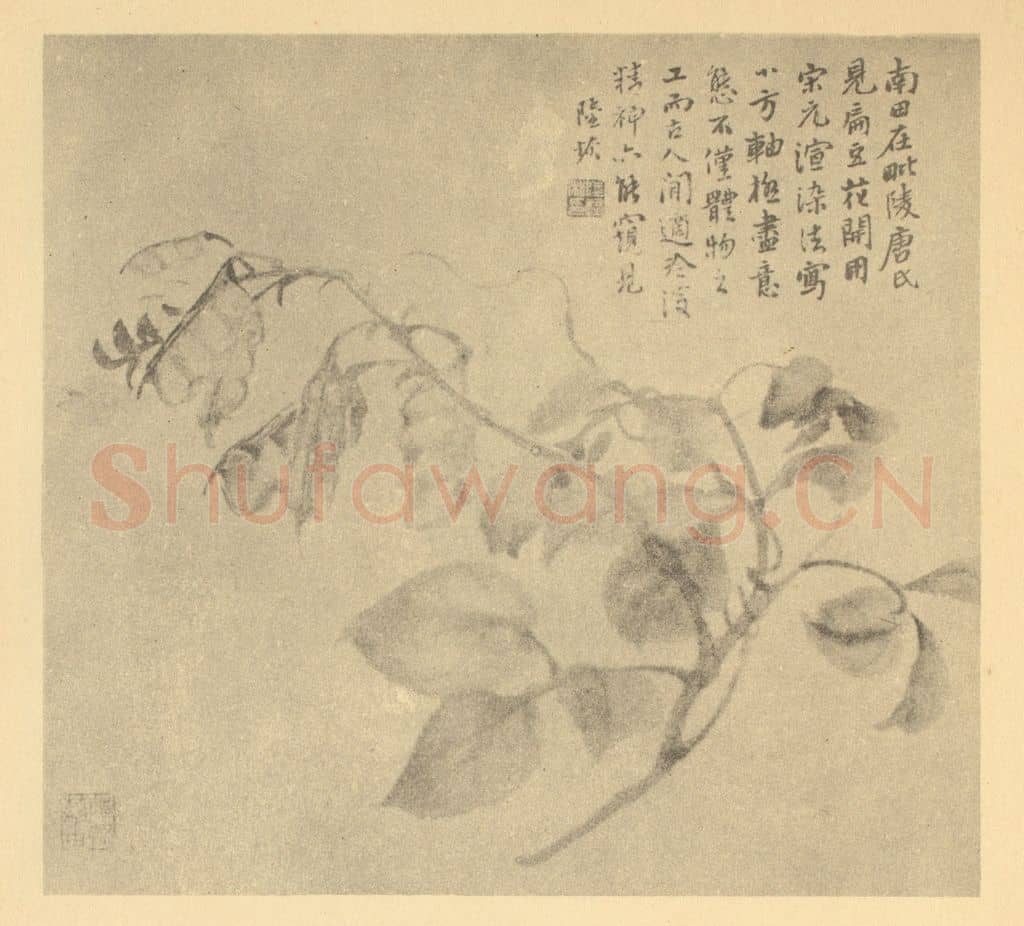 清 陆恢《扁豆》国画作品