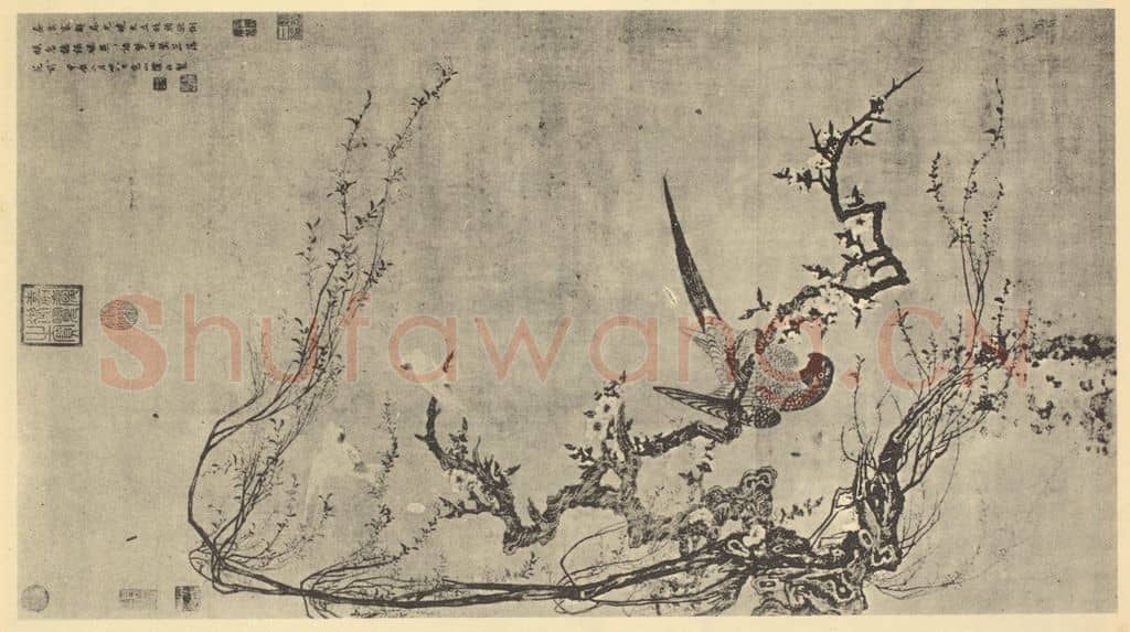 明 陆治《秦禽图》国画作品
