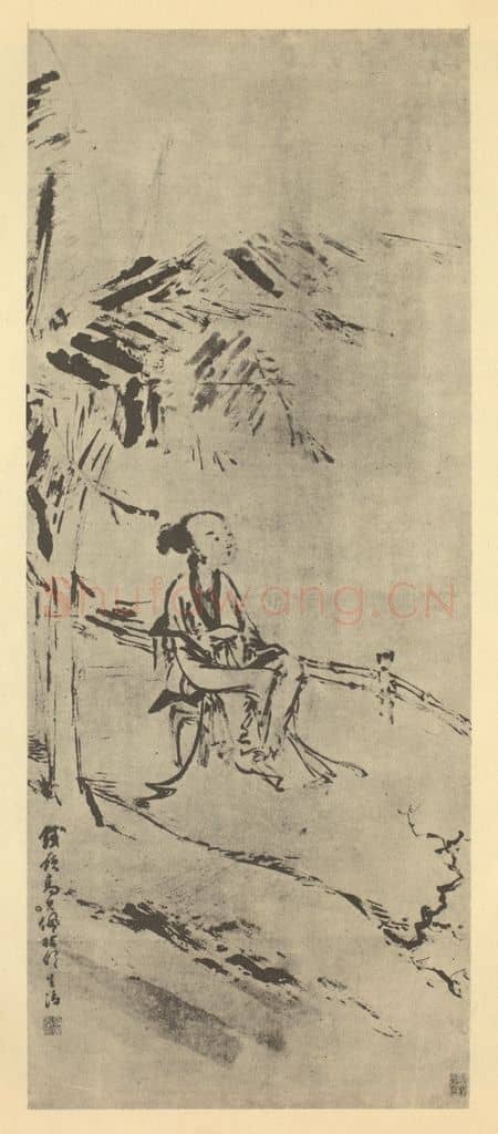 清 高其佩《蕉阴士女图》国画作品