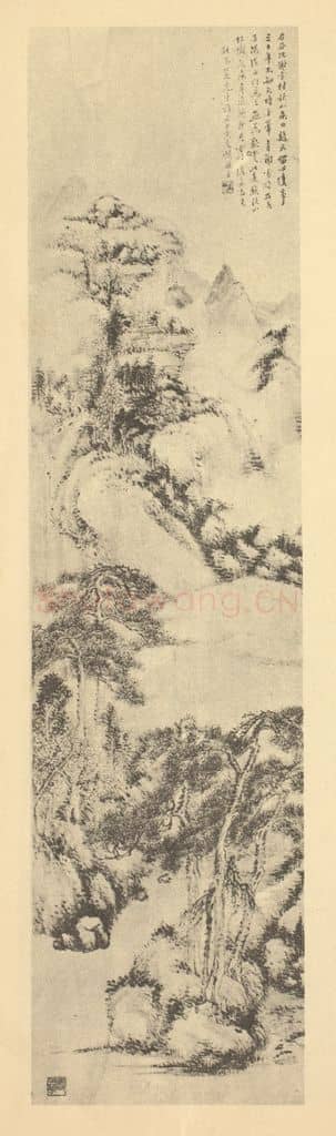 清 顾麟士《山水轴(四)》国画作品