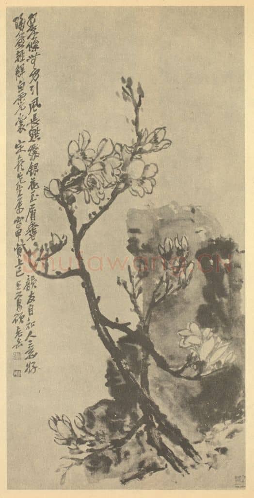 清 吴昌硕《木莲图》国画作品