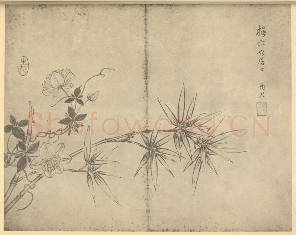 清 蒋廷锡《铁线图》国画作品