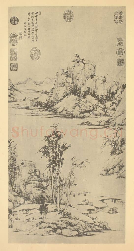 清 黄鼎《山水轴（五）》国画作品