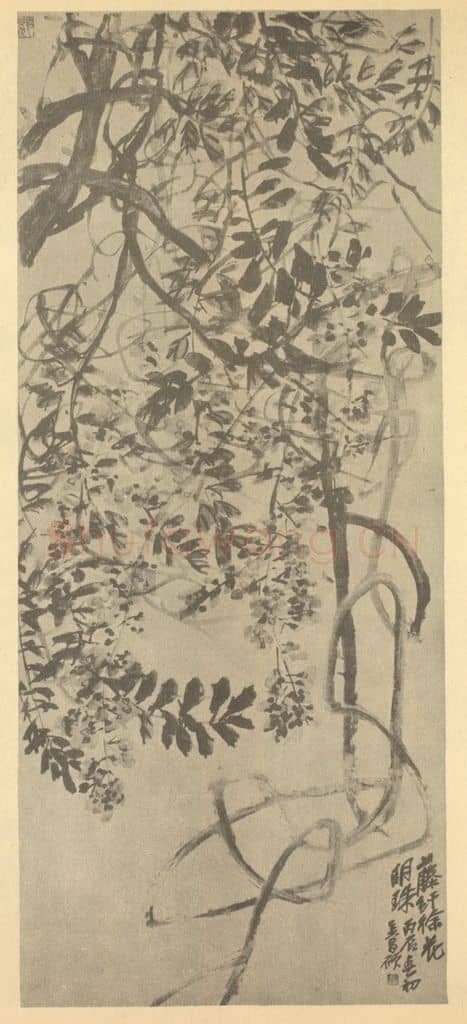清 吴昌硕《藤花》国画作品