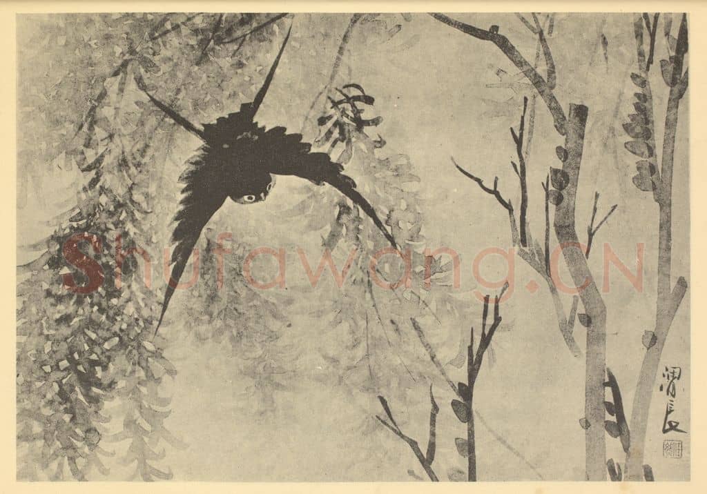 清 任熊《花鸟》国画作品