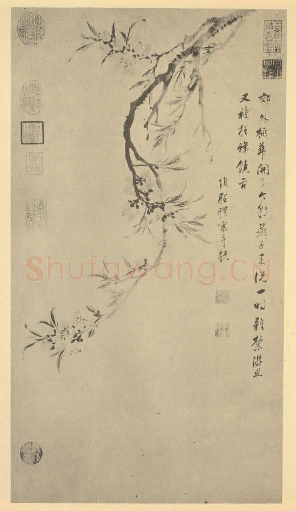 明 项圣谟《桃花》国画作品