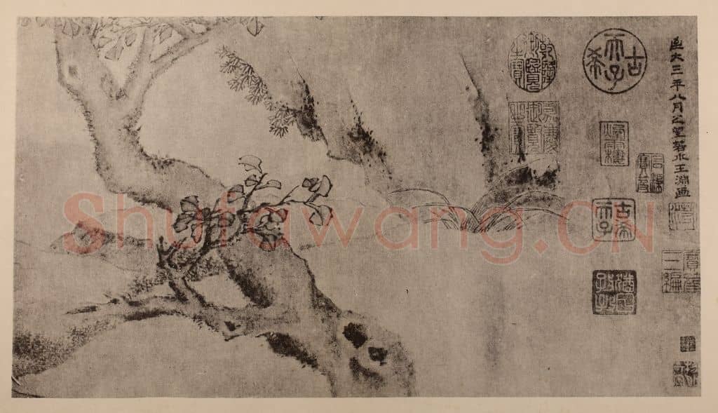 元 王渊《秋塘立鹭图卷(一)》国画作品