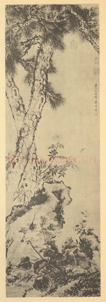 清 蒋廷锡《乔松春荫图》国画作品