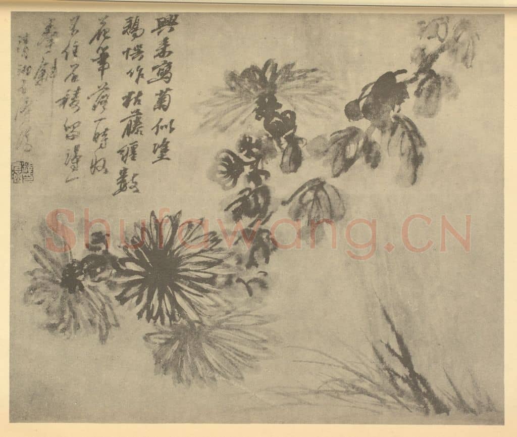 清 释道济《菊》国画作品