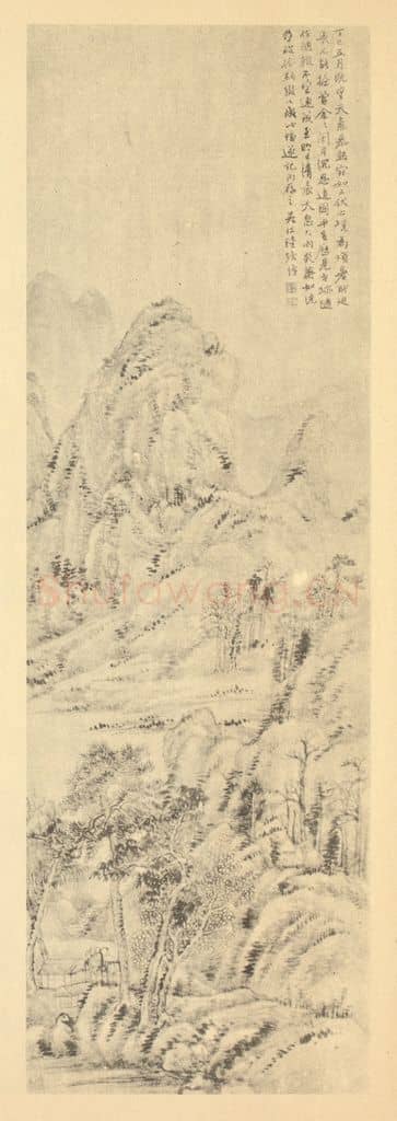 清 陆恢《山水轴（三）》国画作品