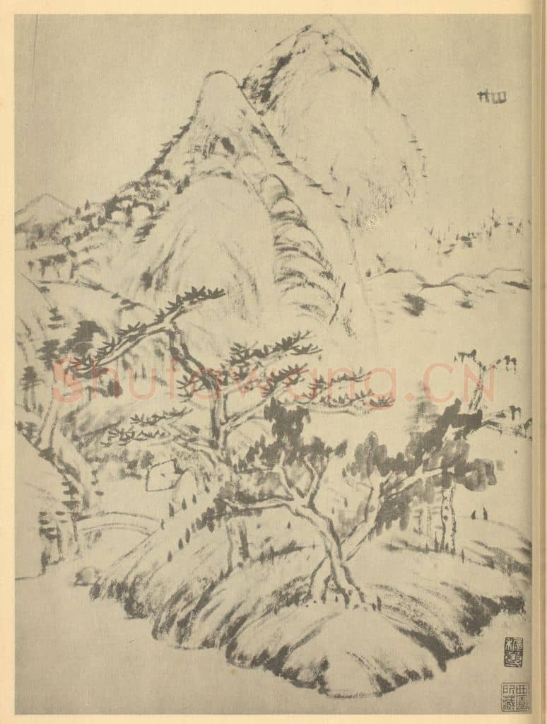 清 朱耷《山水图(十五)》国画作品