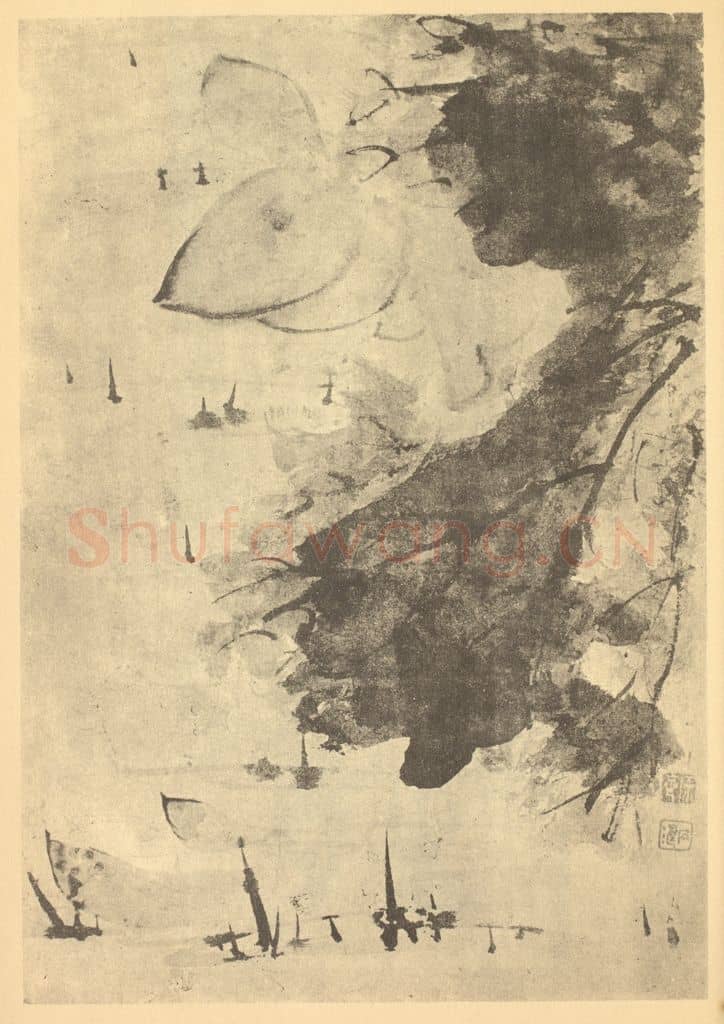 清 道济《荷花图》国画作品