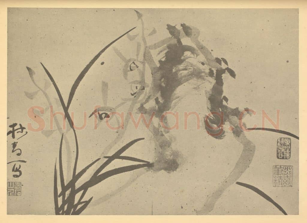 清 张焕棠《兰石》国画作品