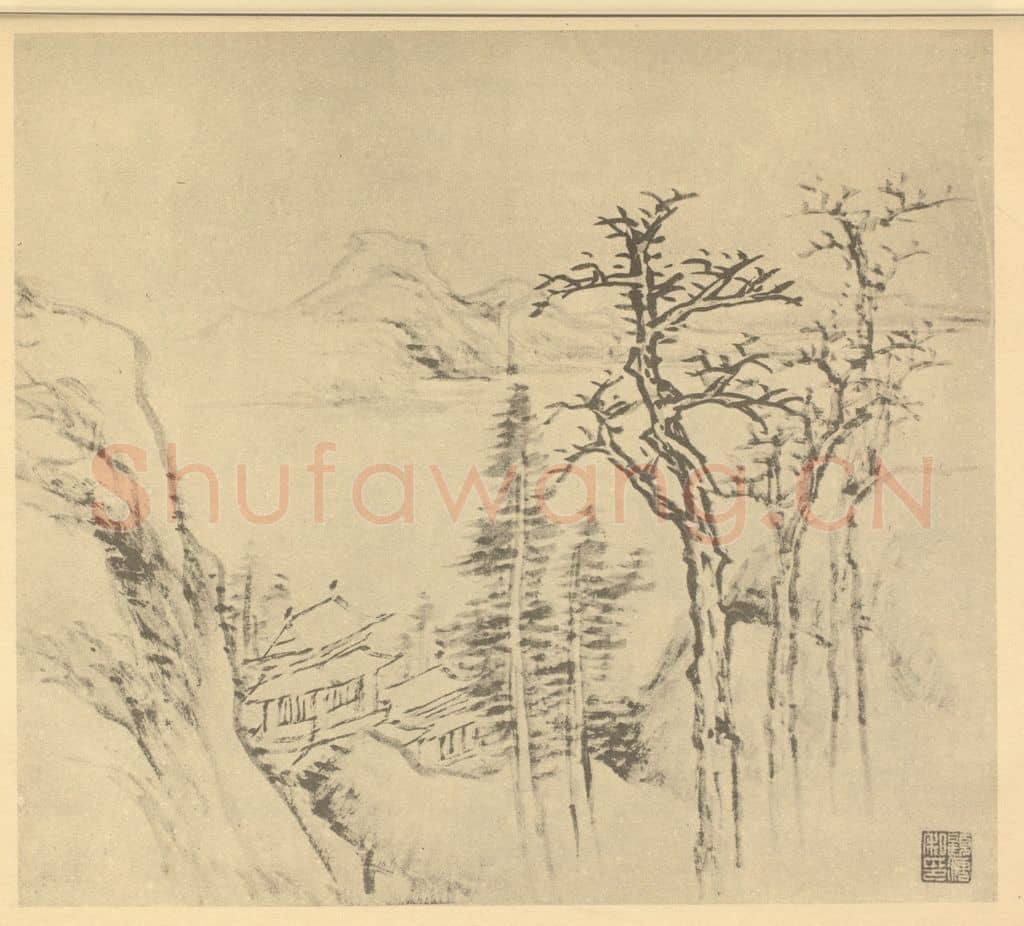 清 顾澐《山水图(七)》国画作品