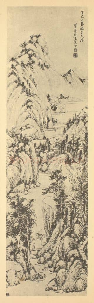 清 奚冈《山水轴(三)》国画作品