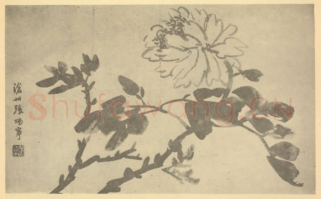 清 张赐宁《牡丹》国画作品