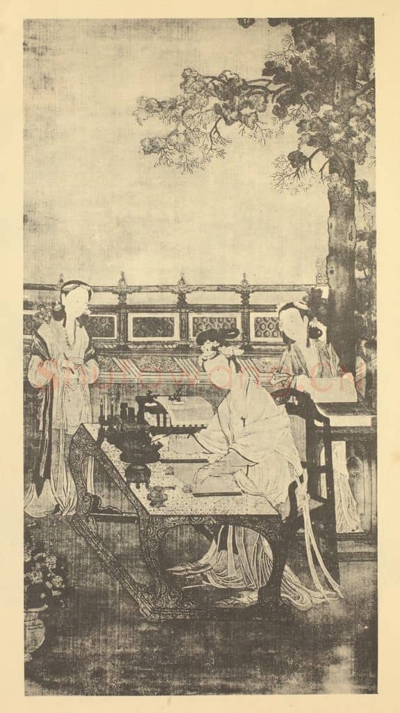 明 崔子忠《士女临池图》国画作品