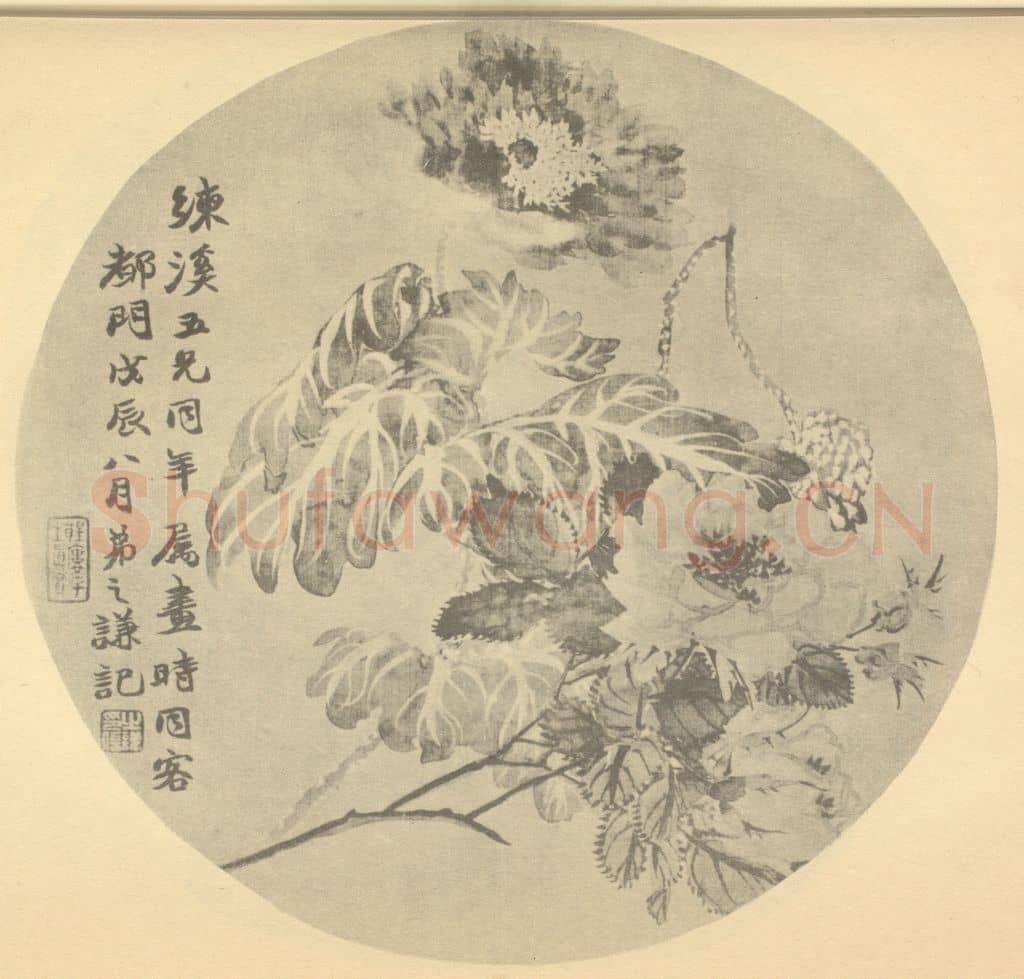 清 赵之谦《月季·虞美人》国画作品