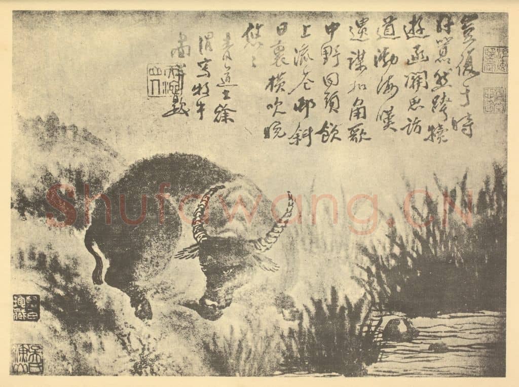 明 徐渭《牧牛图》国画作品
