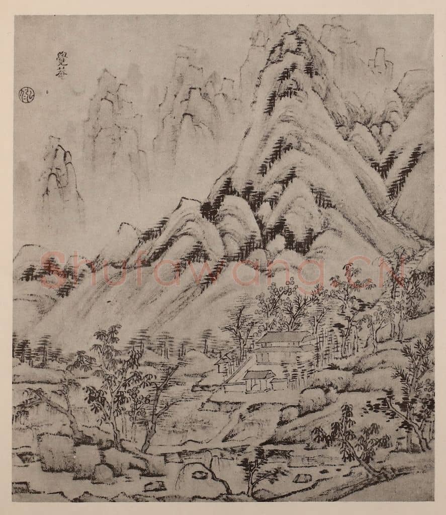 清 弘仁《黄山山水册(六)》国画作品