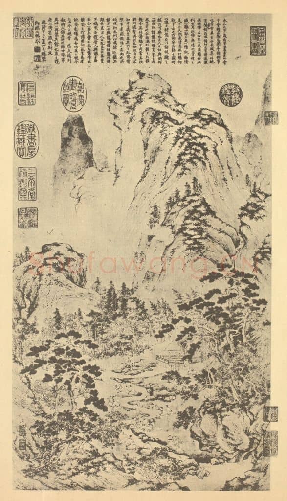 明 仇英《山水轴》国画作品