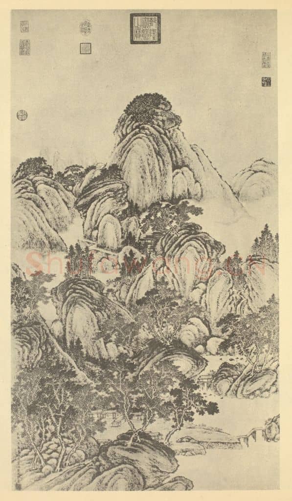 清 唐岱《山水轴(一)》国画作品