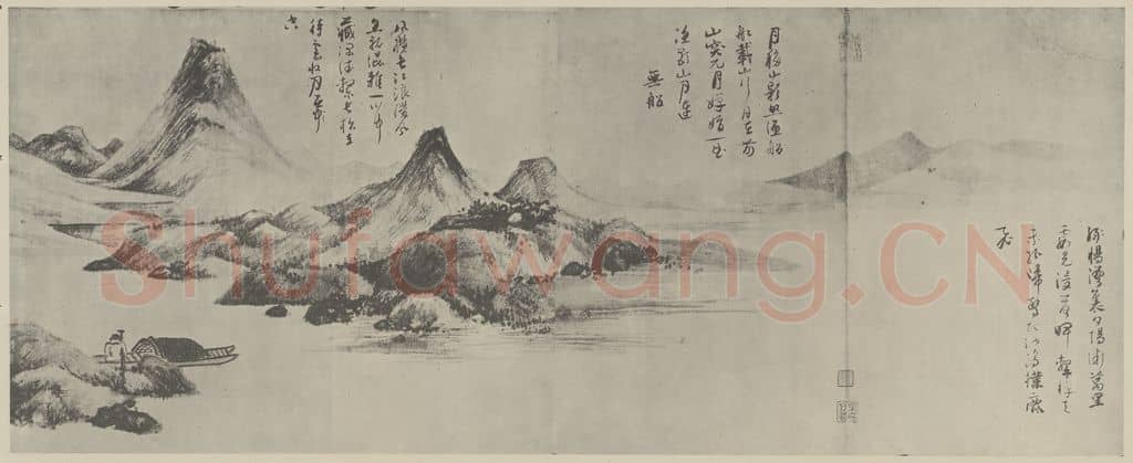 元 吴镇《渔父图卷(三)》国画作品