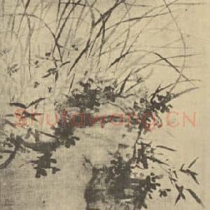 明代 蓝瑛国画作品《兰石》摘自 南画大成 卷一