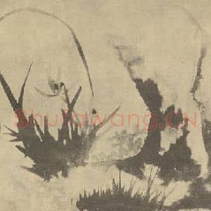 清代 释道济国画作品《兰石》摘自 南画大成 卷一