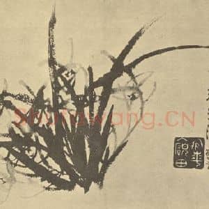 清代 李方膺国画作品《兰》摘自 南画大成 卷一