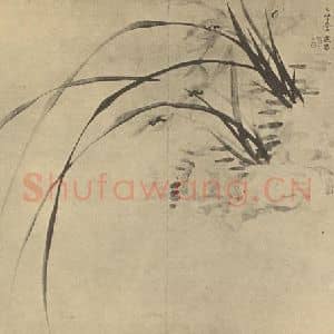 清代 张燕昌国画作品《兰石》摘自 南画大成 卷一