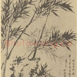 清代 毕泷国画作品《竹石》摘自 南画大成 卷一
