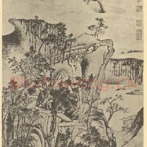 清代 弘旿国画作品《山水轴(四)》摘自 南画大成 卷十