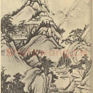清代 永瑢国画作品《山水轴(三)》摘自 南画大成 卷十