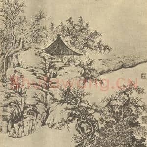 清代 张若澄国画作品《山水轴》摘自 南画大成 卷十