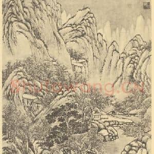 清代 关槐国画作品《山水轴》摘自 南画大成 卷十