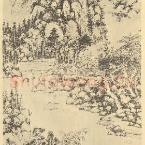 清代 张洽国画作品《山水轴》摘自 南画大成 卷十