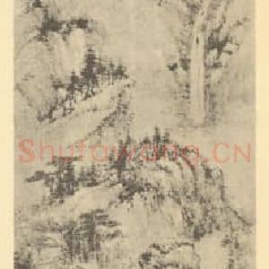 清代 汤贻汾国画作品《山水轴(一)》摘自 南画大成 卷十