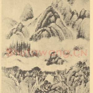 清代 陆恢国画作品《山水轴(二)》摘自 南画大成 卷十