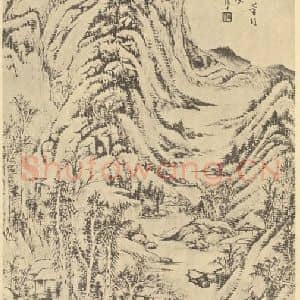 清代 顾麟士国画作品《山水轴(二)》摘自 南画大成 卷十