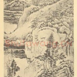 清代 髡残国画作品《山水轴(二)》摘自 南画大成 卷十