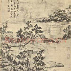 清代 赫奕国画作品《山水轴(三)》摘自 南画大成 卷十
