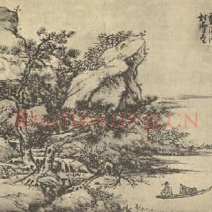 明代 蓝瑛国画作品《山水图(五)》摘自 南画大成 卷十一